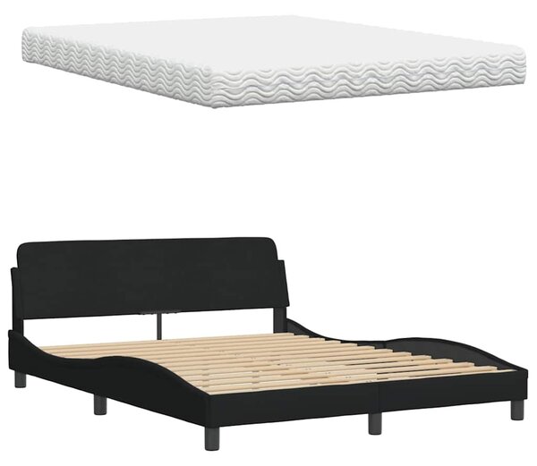 Krevet s madracem Hanko crni 160x200 cm od tkanine - Crna / 160 x 200 cm