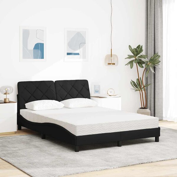 Krevet s madracem crni 120 x 200 cm od tkanine - Crna / 120 x 200 cm
