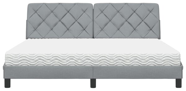 Krevet s madracem svjetlosivi 180x200 cm od tkanine - Siva / 180 x 200 cm