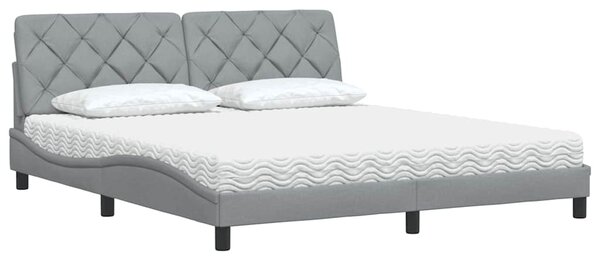 Krevet s madracem svjetlosivi 180x200 cm od tkanine - Siva / 180 x 200 cm