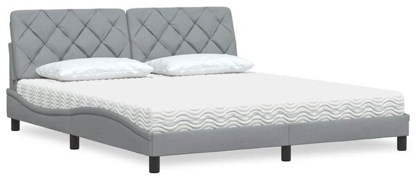 Krevet s madracem svjetlosivi 180x200 cm od tkanine - Siva / 180 x 200 cm