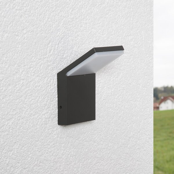 Lucande LED vanjska zidna svjetiljka Nevio, 17 cm, antracit, aluminij, Crno, Metal