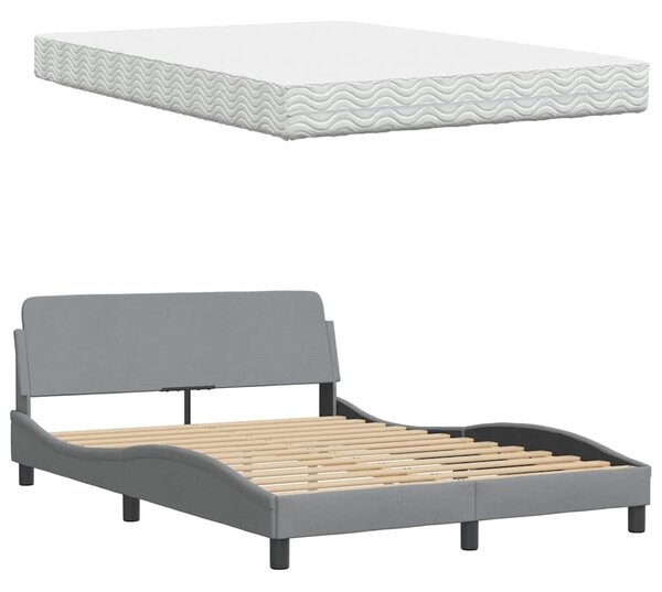 Krevet s madracem Hanko svjetlosivi 120 x 200 cm od tkanine - Siva / 120 x 200 cm