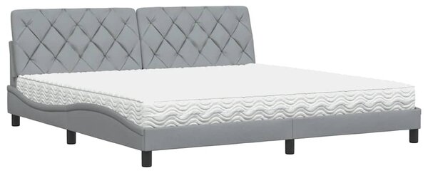 Krevet s madracem svjetlosivi 200 x 200 cm od tkanine - Siva / 200 x 200 cm