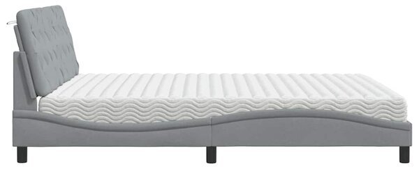 Krevet s madracem svjetlosivi 180x200 cm od tkanine - Siva / 180 x 200 cm