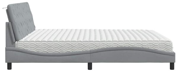 Krevet s madracem svjetlosivi 200 x 200 cm od tkanine - Siva / 200 x 200 cm