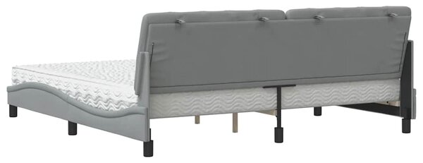 Krevet s madracem svjetlosivi 200 x 200 cm od tkanine - Siva / 200 x 200 cm