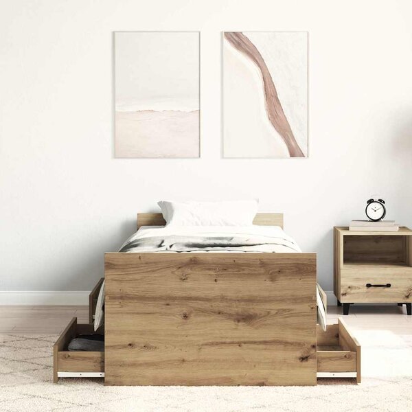 Okvir kreveta bez madraca boja hrasta artisan 90x190 cm - Smeđa / 90 x 190 cm