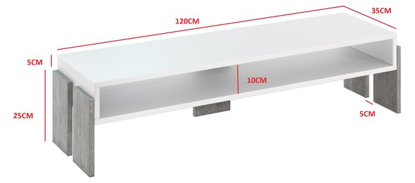 TV stolić Ramea (bijela + kamen)