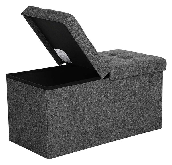 Tabure s preklopnim poklopcem OTTOMAN 76x38 cm, tamno sivi