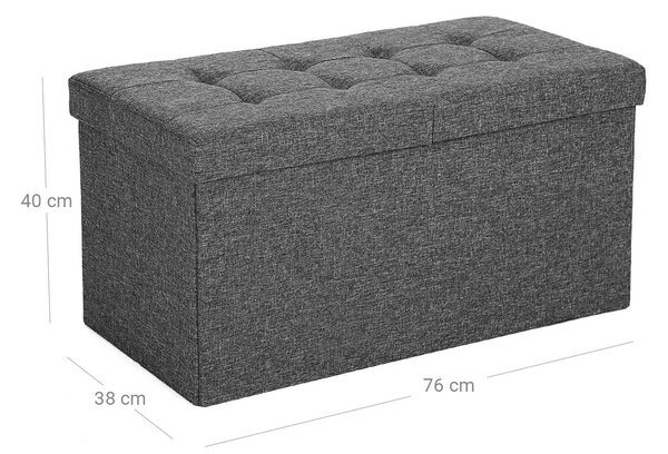 Tabure s preklopnim poklopcem OTTOMAN 76x38 cm, tamno sivi