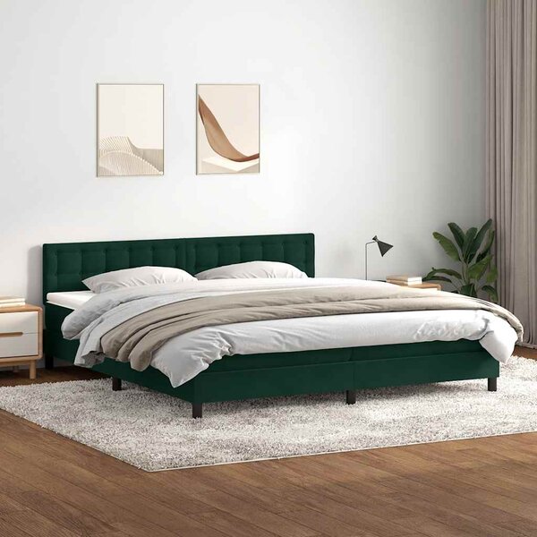 Box Spring krevet s madracem tamno zeleni 180x220 cm baršun - Zelena / 180 x 220 cm