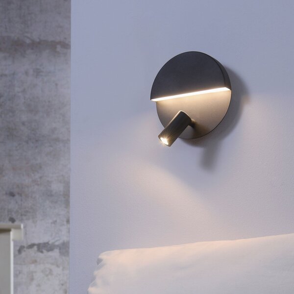Trio Lighting Mario LED zidna svjetiljka sa zakretnim spotom, Crno, Dnevni boravak/blagovaonica, Metal, Zidni reflektor