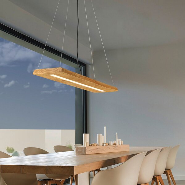 Trio Lighting Brad LED viseća svjetiljka od drva, prigušiva, Drvo, Dnevni boravak/blagovaonica, Drvo