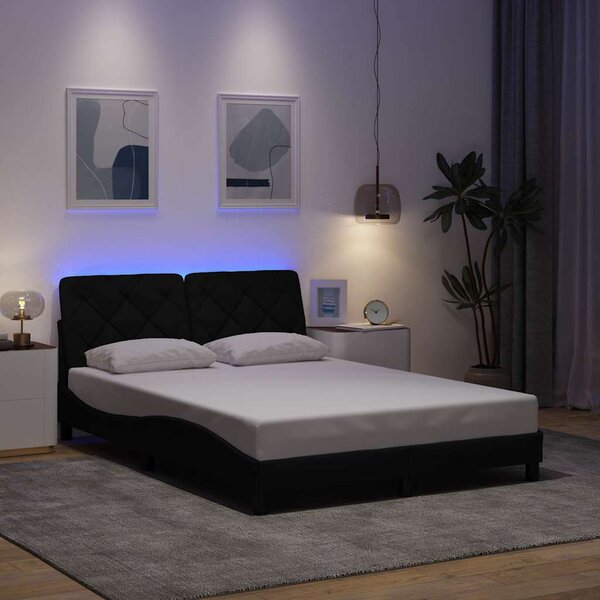 Okvir kreveta s LED-om bez madraca crni 120 x 200 cm od tkanine - Crna / 120 x 200 cm