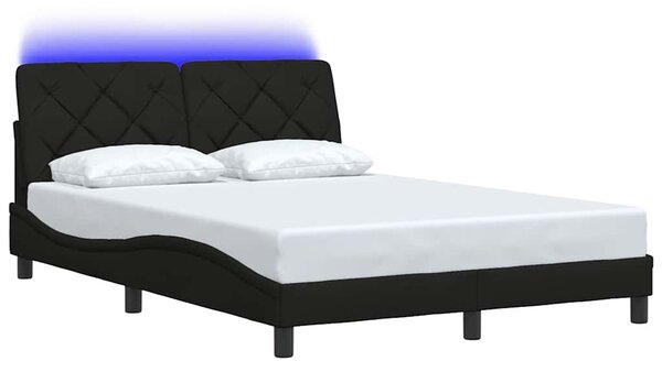 Okvir kreveta s LED-om bez madraca crni 120 x 200 cm od tkanine - Crna / 120 x 200 cm