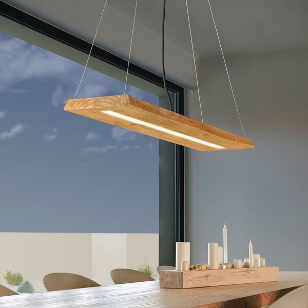 Trio Lighting Brad LED viseća svjetiljka od drva, prigušiva, Drvo, Dnevni boravak/blagovaonica, Drvo