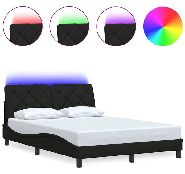 Okvir kreveta s LED-om bez madraca crni 120 x 200 cm od tkanine - Crna / 120 x 200 cm
