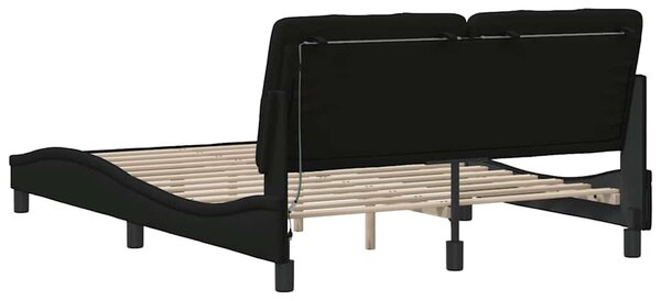 Okvir kreveta s LED-om bez madraca crni 120 x 200 cm od tkanine - Crna / 120 x 200 cm