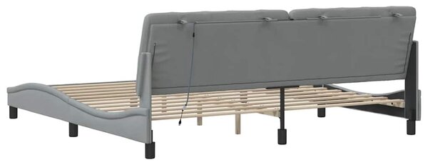 Okvir kreveta s LED-om bez madraca 200 x 200 cm od tkanine - Siva / 200 x 200 cm