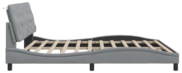 Okvir kreveta s LED-om bez madraca 200 x 200 cm od tkanine - Siva / 200 x 200 cm