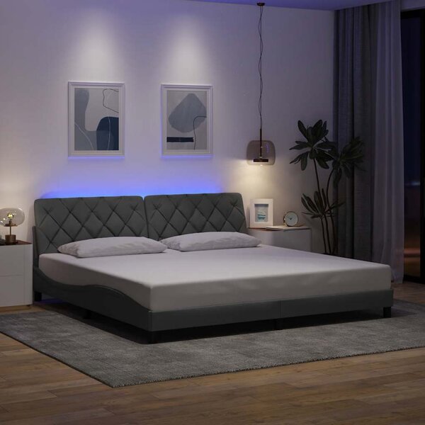 Okvir kreveta s LED-om bez madraca 200 x 200 cm od tkanine - Siva / 200 x 200 cm