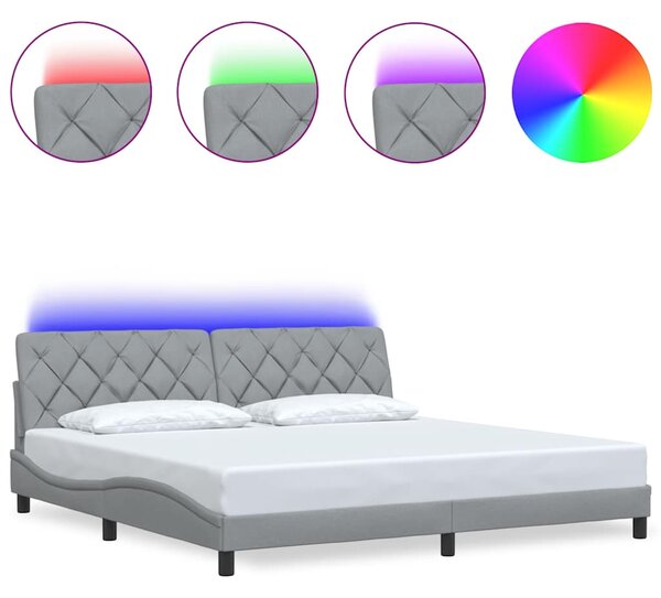 Okvir kreveta s LED-om bez madraca 200 x 200 cm od tkanine - Siva / 200 x 200 cm