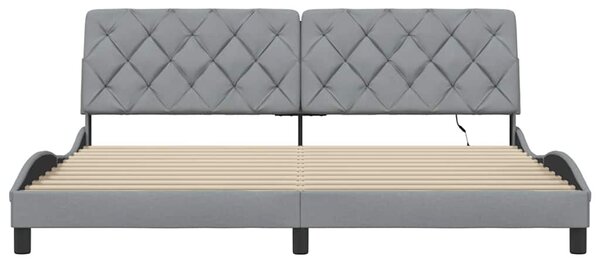 Okvir kreveta s LED-om bez madraca 200 x 200 cm od tkanine - Siva / 200 x 200 cm