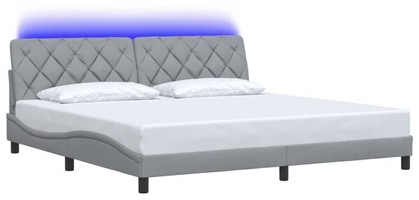 Okvir kreveta s LED-om bez madraca 200 x 200 cm od tkanine - Siva / 200 x 200 cm