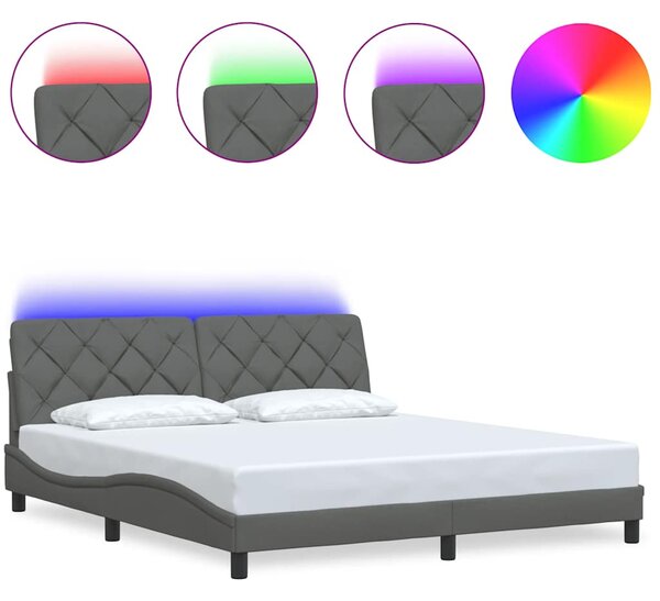 Okvir kreveta s LED-om bez madraca 180x200 cm od tkanine - Siva / 180 x 200 cm