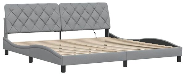 Okvir kreveta s LED-om bez madraca 200 x 200 cm od tkanine - Siva / 200 x 200 cm