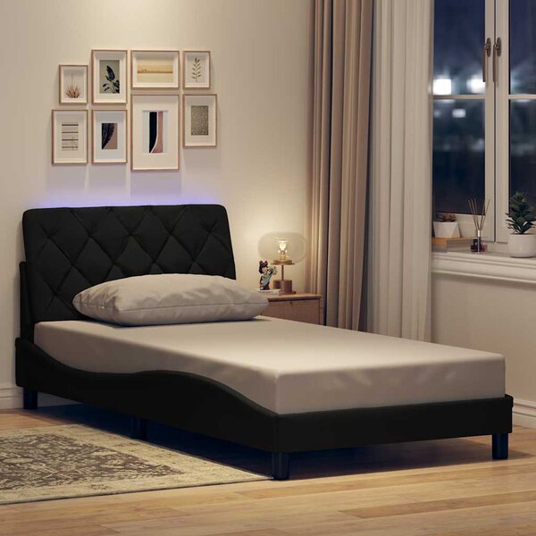 Okvir kreveta s LED-om bez madraca crni 100x200 cm od tkanine - Crna / 100 x 200 cm