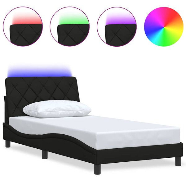 Okvir kreveta s LED-om bez madraca crni 100x200 cm od tkanine - Crna / 100 x 200 cm