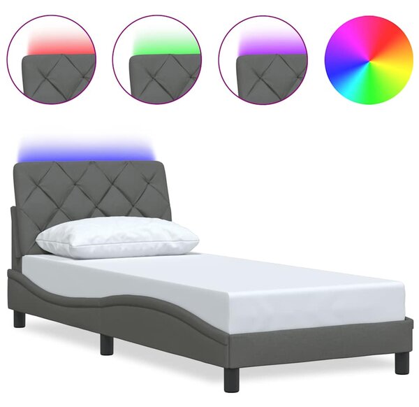 Okvir kreveta s LED-om bez madraca 90x200 cm od tkanine - Siva / 90 x 200 cm