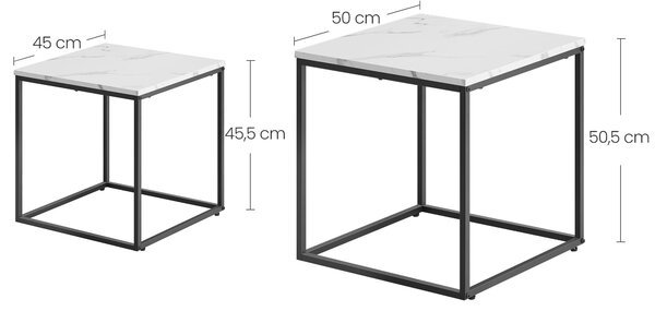 Set 2 kom konferencijskih stolića QUADRO, dekor bijeli mramor
