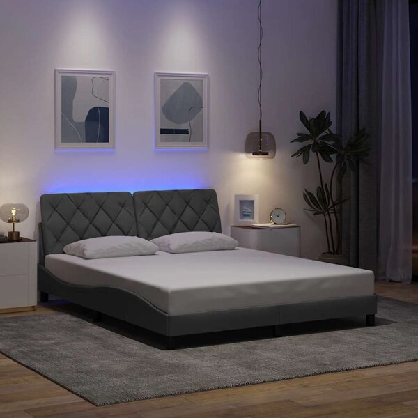 Okvir kreveta s LED-om bez madraca 160 x 200 cm od tkanine - Siva / 160 x 200 cm