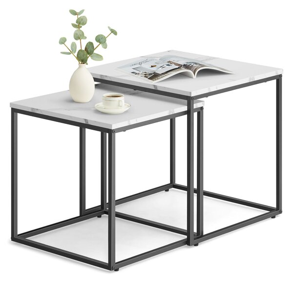 Set 2 kom konferencijskih stolića QUADRO, dekor bijeli mramor