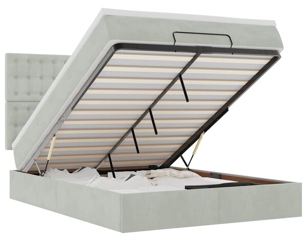 Otomanski krevet s madracima svijetlosivi 140x190 cm baršunasti - Siva / 140 x 190 cm