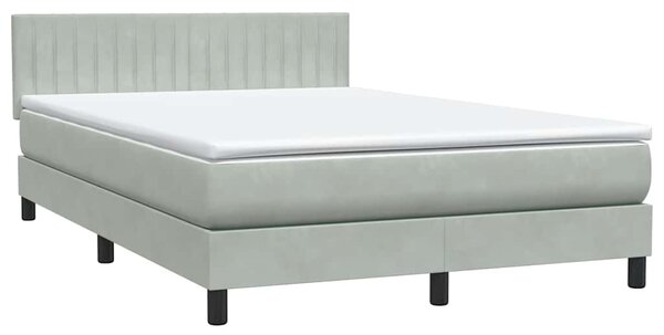 Krevet s oprugama i madracem svjetlosivi 160x210 cm baršunasti - Siva / 160 x 210 cm