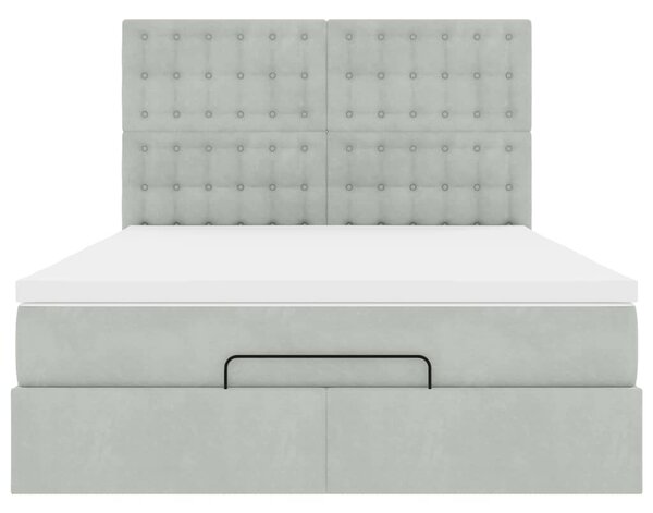 Otomanski krevet s madracima svijetlosivi 140x190 cm baršunasti - Siva / 140 x 190 cm