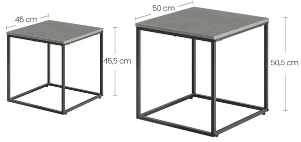 Set od 2 kom konferencijskih stolića QUADRO, sivi