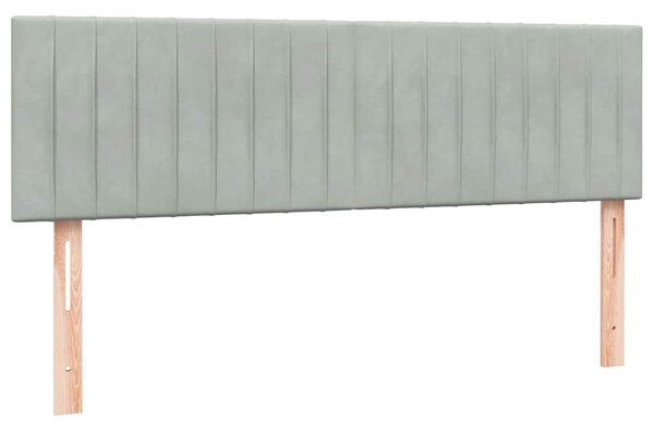 Krevet s oprugama i madracem svjetlosivi 160x210 cm baršunasti - Siva / 160 x 210 cm