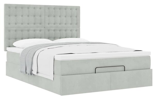 Otomanski krevet s madracima svijetlosivi 140x190 cm baršunasti - Siva / 140 x 190 cm