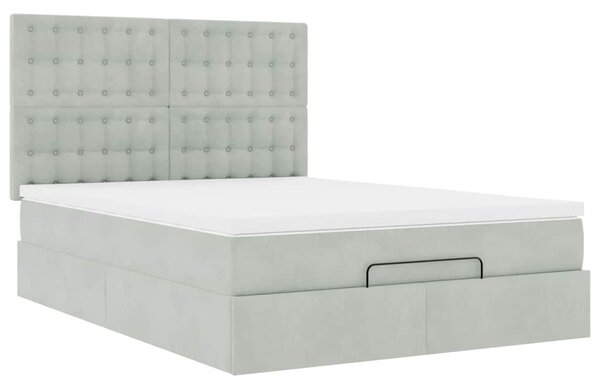Otomanski krevet s madracima svijetlosivi 140x190 cm baršunasti - Siva / 140 x 190 cm