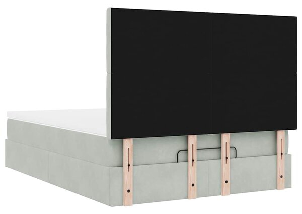Otomanski krevet s madracima svijetlosivi 140x190 cm baršunasti - Siva / 140 x 190 cm