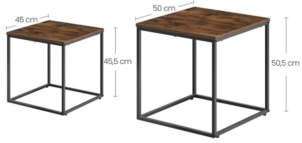 Set od 2 kom konferencijskih stolića QUADRO, dekor rustikalno smeđa