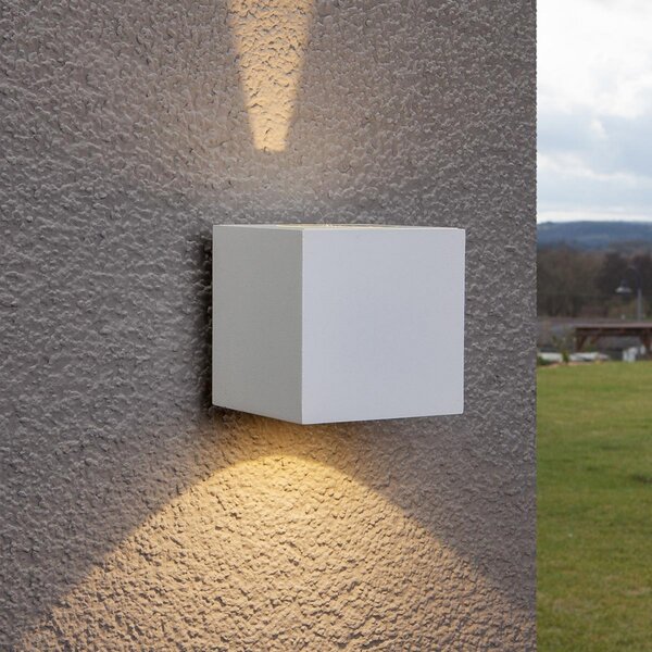 Lucande LED vanjska zidna svjetiljka Jarno, bijela, metal, 9cm, Bijela, Metal, Zidna utičnica iznad/dolje