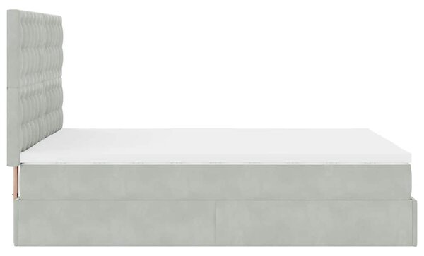 Otomanski krevet s madracima svijetlosivi 140x190 cm baršunasti - Siva / 140 x 190 cm