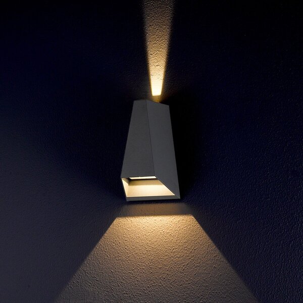 Lucande LED vanjska zidna svjetiljka Jendrik, visina 17 cm, antracit, Crno, Metal