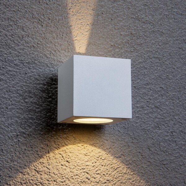 Lucande LED vanjska zidna svjetiljka Jarno, bijela, metal, 9cm, Bijela, Metal, Zidna utičnica iznad/dolje
